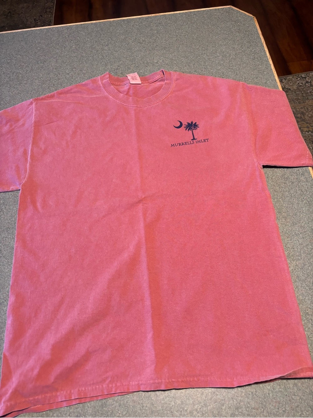 Gildan Pink Short-Sleeve Tee with Palm & Crescent Graphic